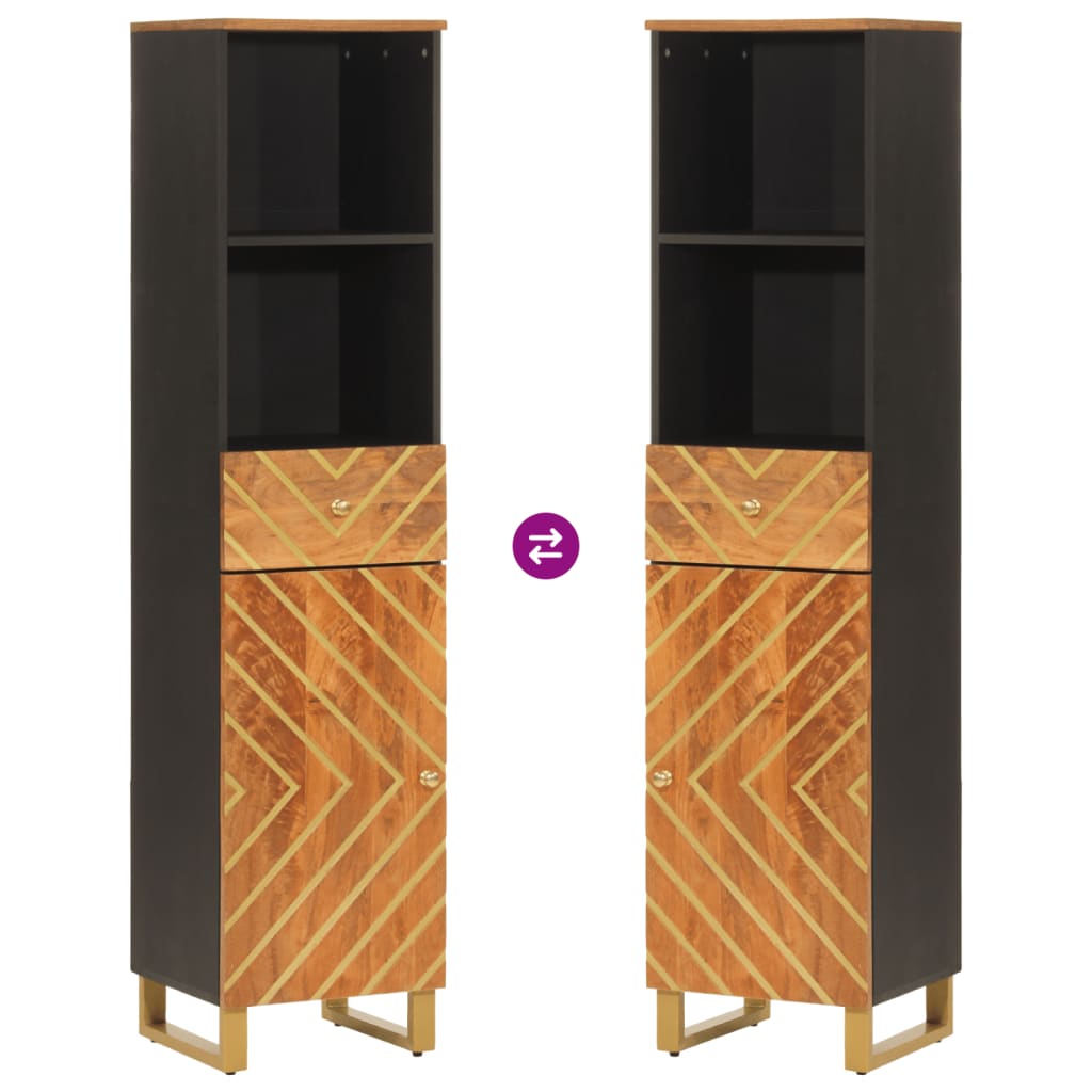 Mobile da Bagno Marrone e Nero 38x33,5x160 cm in Legno di Mango - homemem39