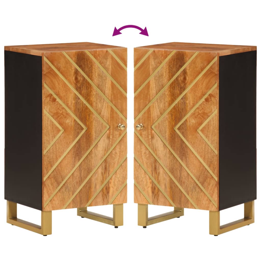 Credenza Marrone e Nera 40x33,5x75cm in Legno Massello di Mango - homemem39