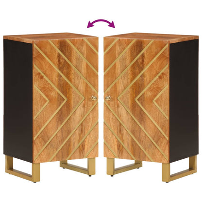 Credenza Marrone e Nera 40x33,5x75cm in Legno Massello di Mango - homemem39