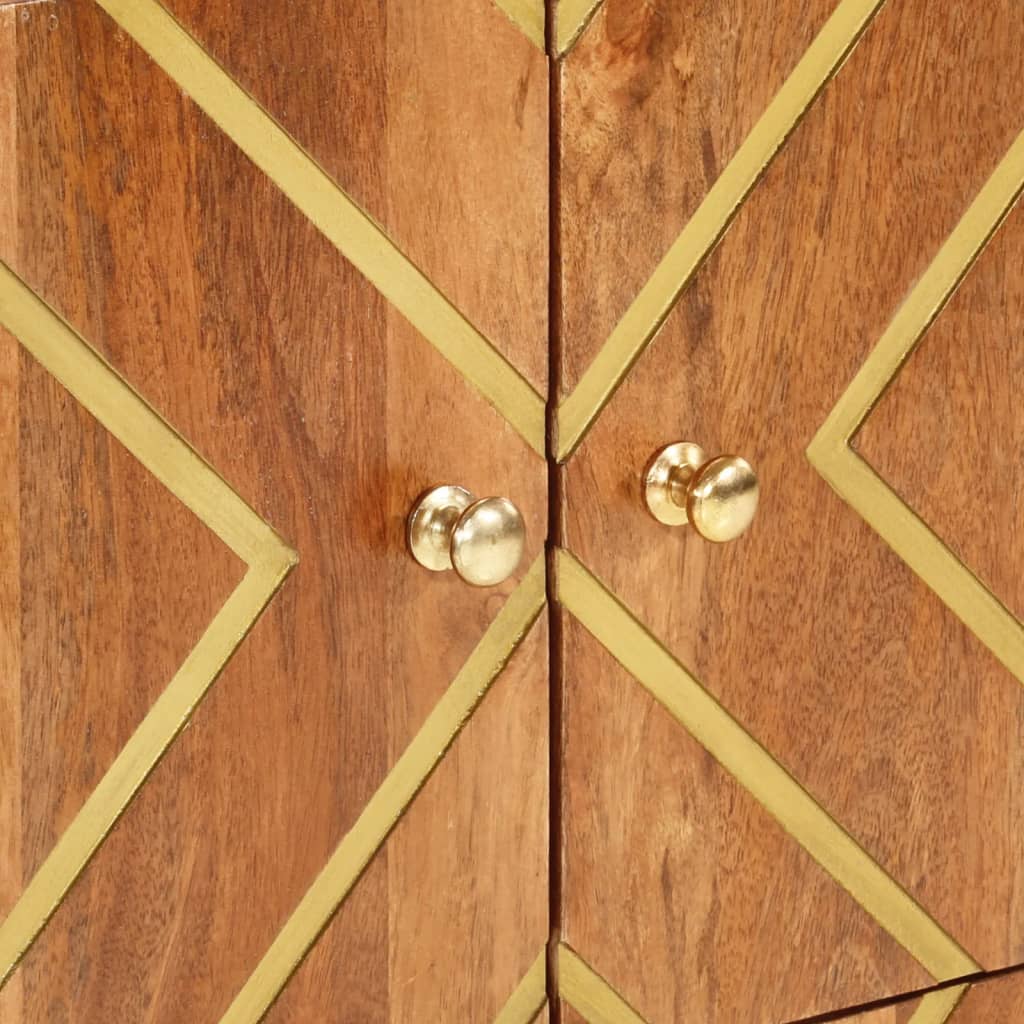 Mobiletto Marrone e Nero 60x33,5x75 cm Legno Massello di Mango - homemem39