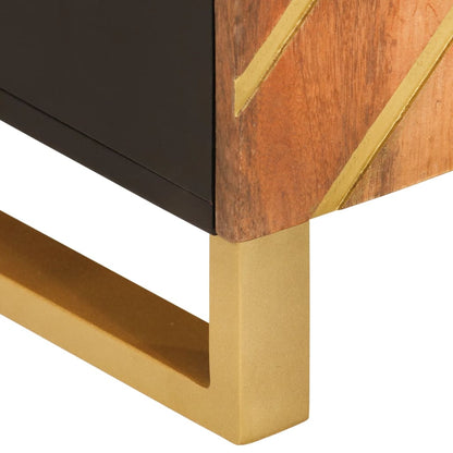 Mobiletto Marrone e Nero 60x33,5x75 cm Legno Massello di Mango - homemem39
