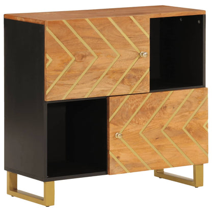 Credenza Marrone e Nera 80x33,5x75cm in Legno Massello di Mango - homemem39