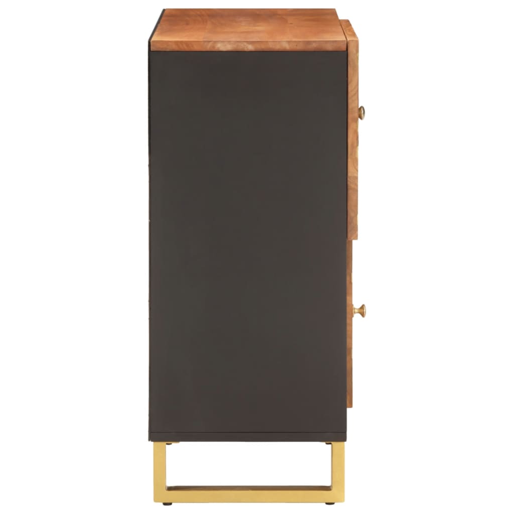 Credenza Marrone e Nera 80x33,5x75cm in Legno Massello di Mango - homemem39