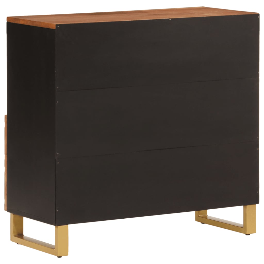 Credenza Marrone e Nera 80x33,5x75cm in Legno Massello di Mango - homemem39