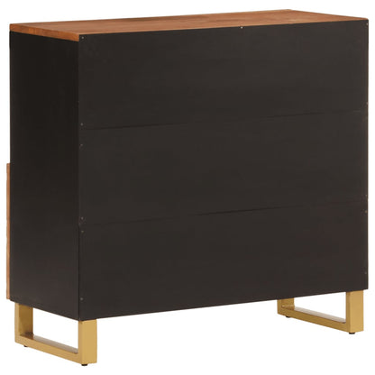 Credenza Marrone e Nera 80x33,5x75cm in Legno Massello di Mango - homemem39