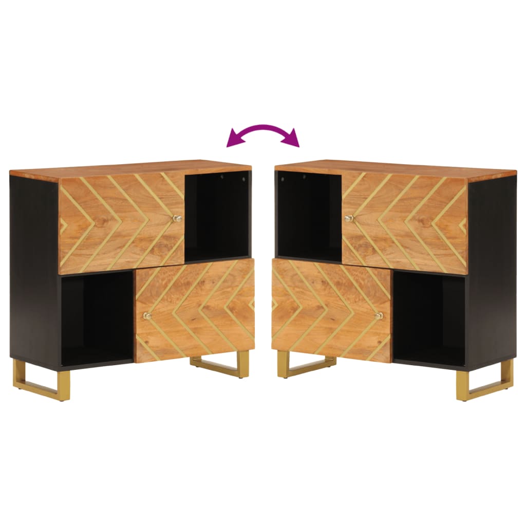 Credenza Marrone e Nera 80x33,5x75cm in Legno Massello di Mango - homemem39