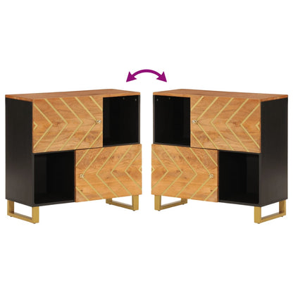 Credenza Marrone e Nera 80x33,5x75cm in Legno Massello di Mango - homemem39