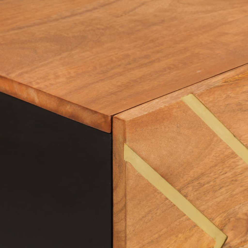 Credenza Marrone e Nera 80x33,5x75cm in Legno Massello di Mango - homemem39