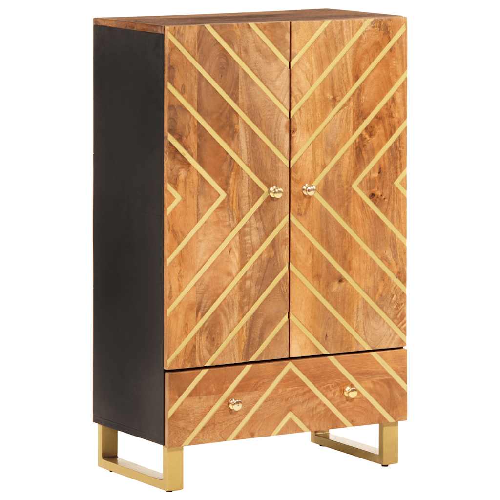 Credenza Marrone e Nera 60x33,5x100 cm Legno Massello di Mango