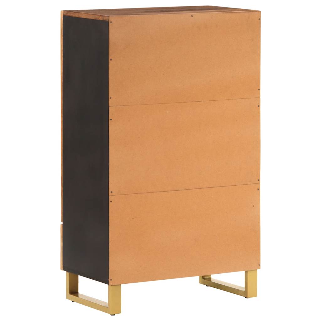 Credenza Marrone e Nera 60x33,5x100 cm Legno Massello di Mango