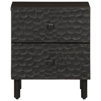 Comodino Nero 40x33x46 cm in Legno Massello di Mango