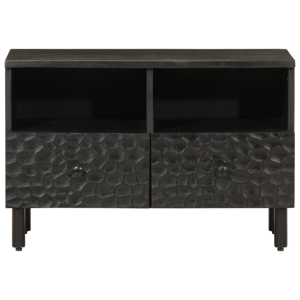 Mobile Porta TV Nero 70x33x46 cm in Legno Massello di Mango - homemem39