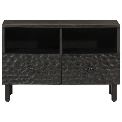 Mobile Porta TV Nero 70x33x46 cm in Legno Massello di Mango - homemem39