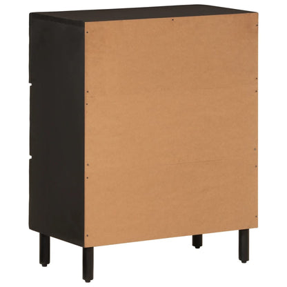 Credenza Nera 60x33x75 cm in Legno Massello di Mango