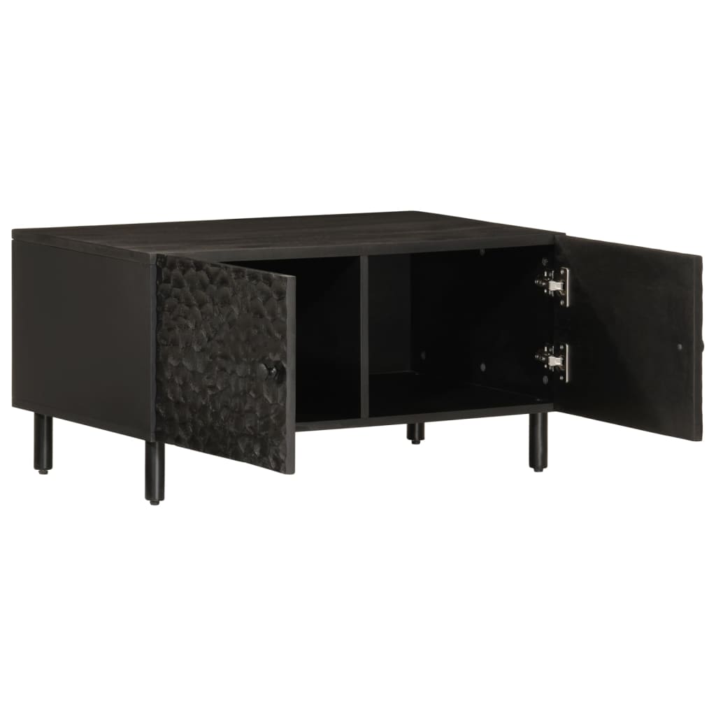 Tavolino da Salotto Nero 80x50x40 cm in Legno Massello di Mango | homemem39