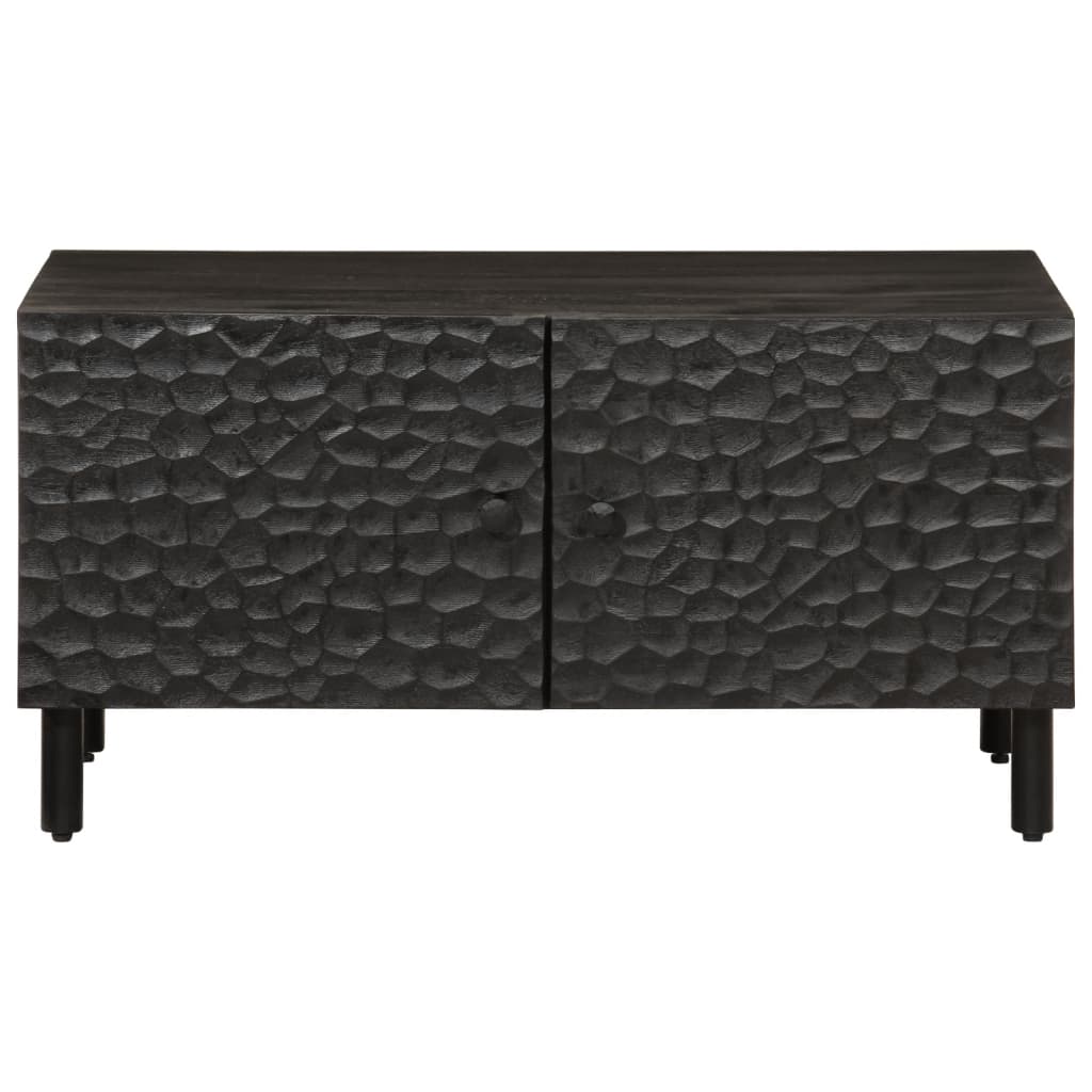 Tavolino da Salotto Nero 80x50x40 cm in Legno Massello di Mango | homemem39