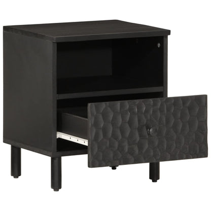 Comodino Nero 40x33x46 cm in Legno Massello di Mango - homemem39
