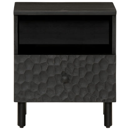 Comodino Nero 40x33x46 cm in Legno Massello di Mango - homemem39