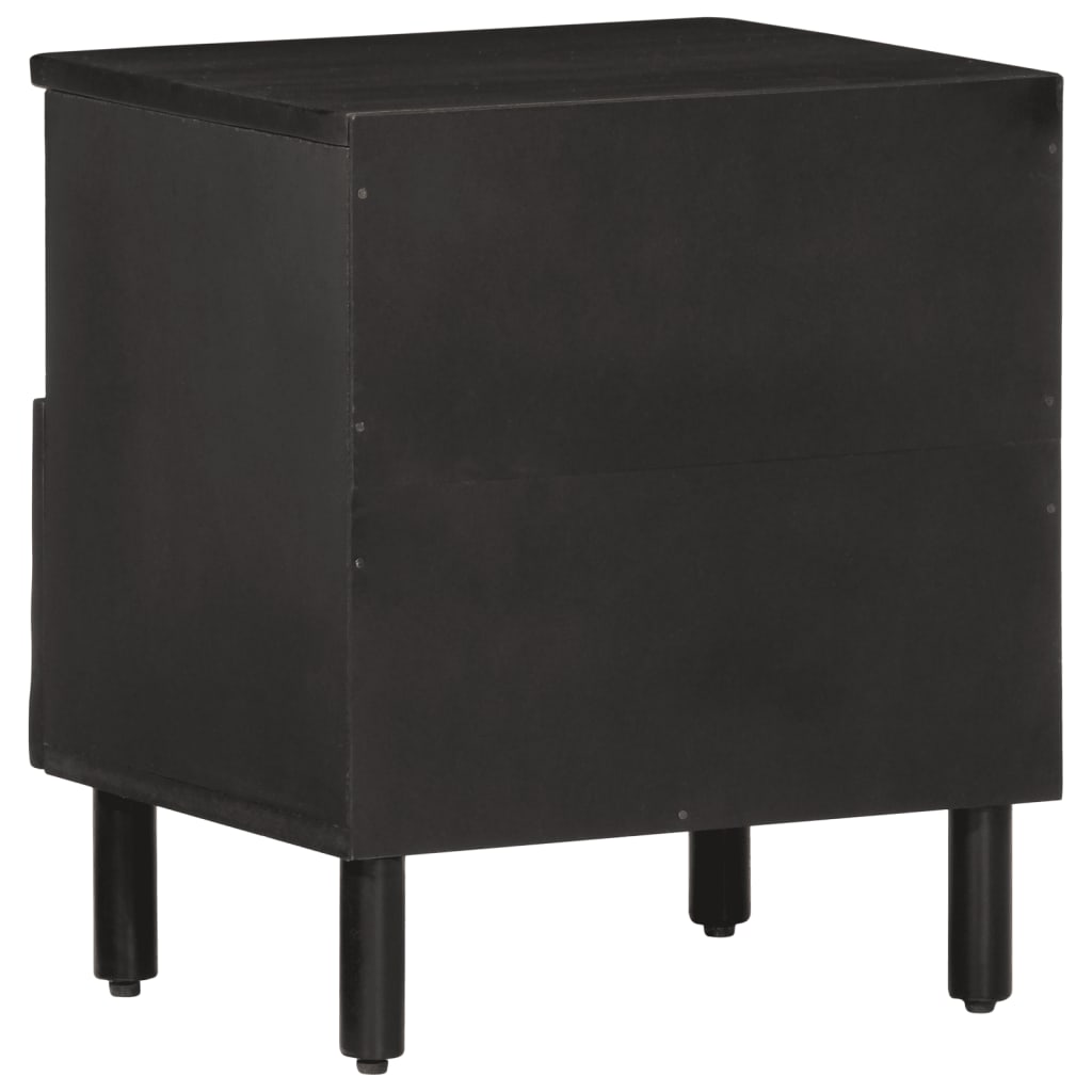 Comodino Nero 40x33x46 cm in Legno Massello di Mango - homemem39