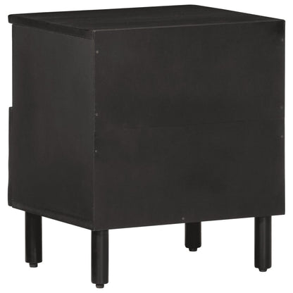 Comodino Nero 40x33x46 cm in Legno Massello di Mango - homemem39
