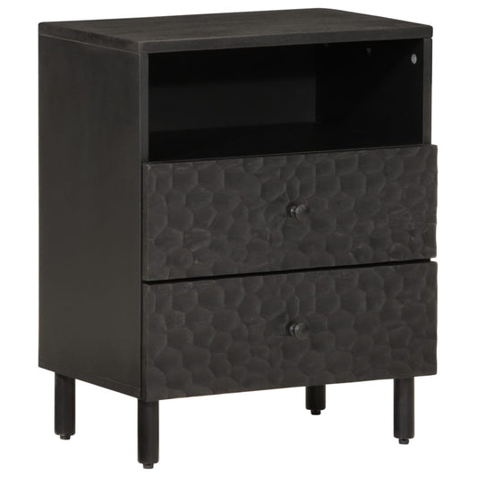 Black Bedside Table 50x33x60 cm in Solid Mango Wood