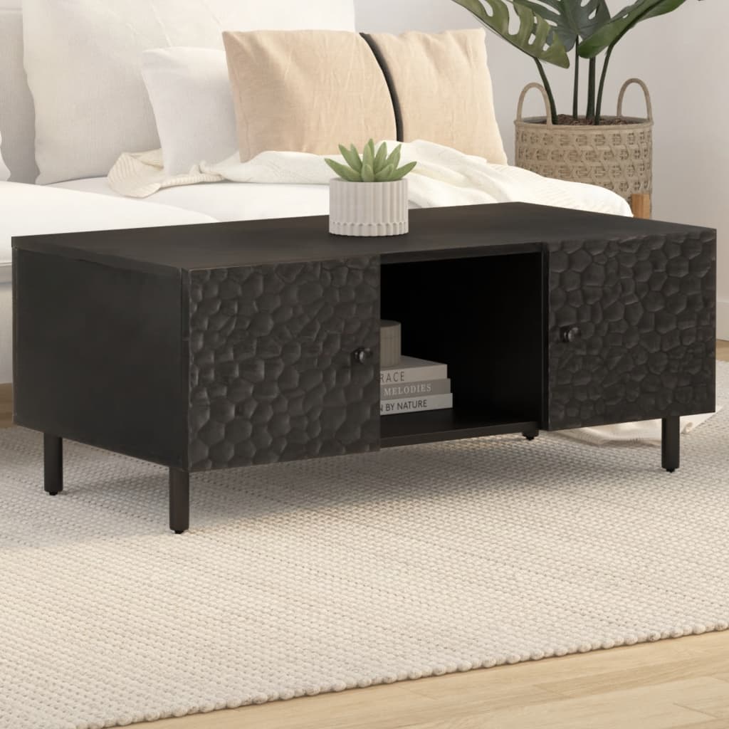 Tavolino da Salotto Nero 100x54x40cm in Legno Massello di Mango | homemem39