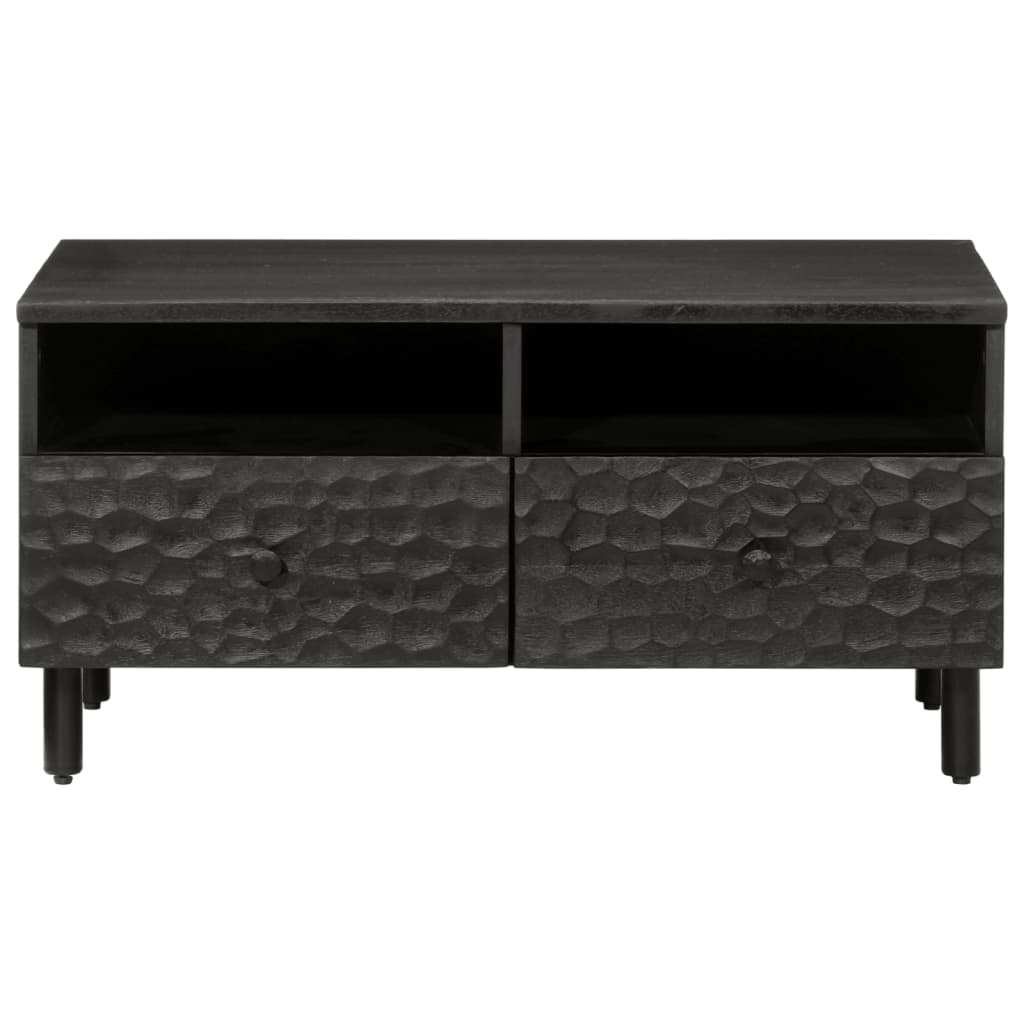 Tavolino da Salotto Nero 80x54x40 cm in Legno Massello di Mango