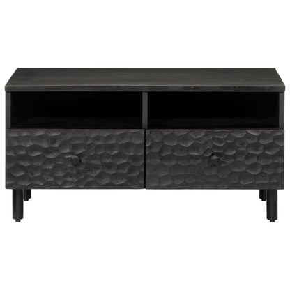 Tavolino da Salotto Nero 80x54x40 cm in Legno Massello di Mango