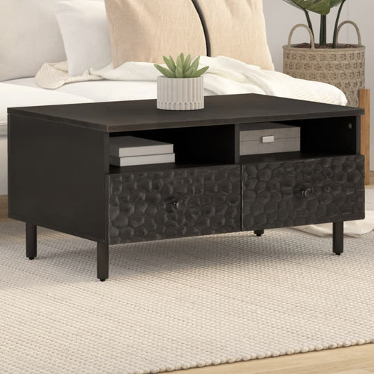 Tavolino da Salotto Nero 80x54x40 cm in Legno Massello di Mango | homemem39