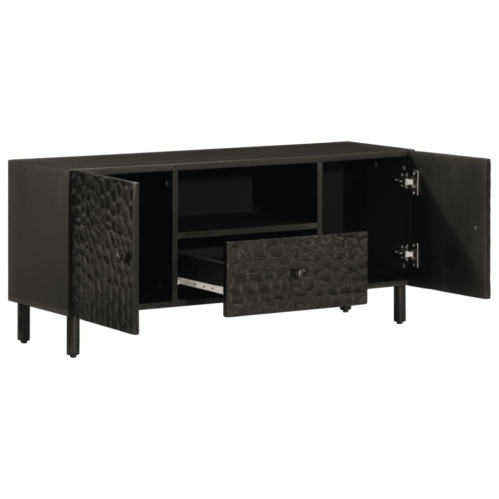 Black TV Cabinet 105x33x46 cm in Solid Mango Wood