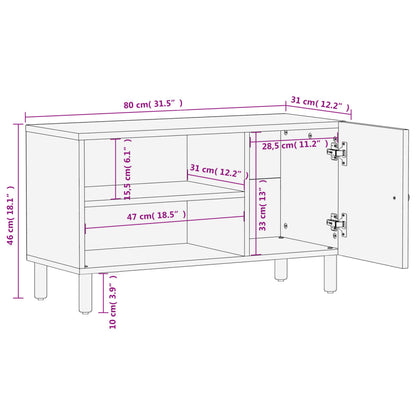 Mobile Porta TV Nero 80x31x46 cm in Legno Massello di Mango