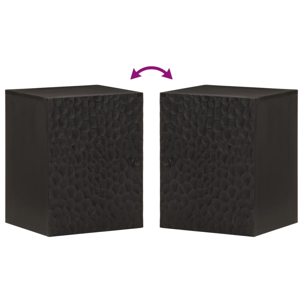 Mobile da Bagno a Parete Nero 38x33x48 cm Legno Massello Mango
