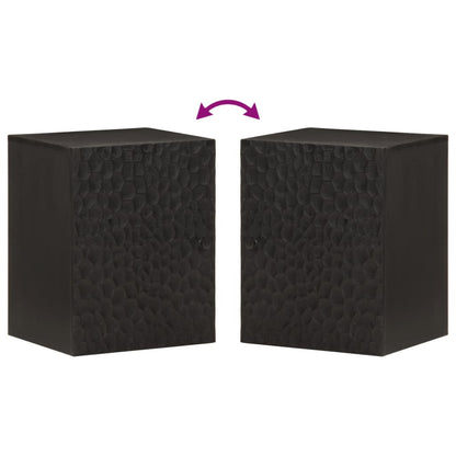 Mobile da Bagno a Parete Nero 38x33x48 cm Legno Massello Mango
