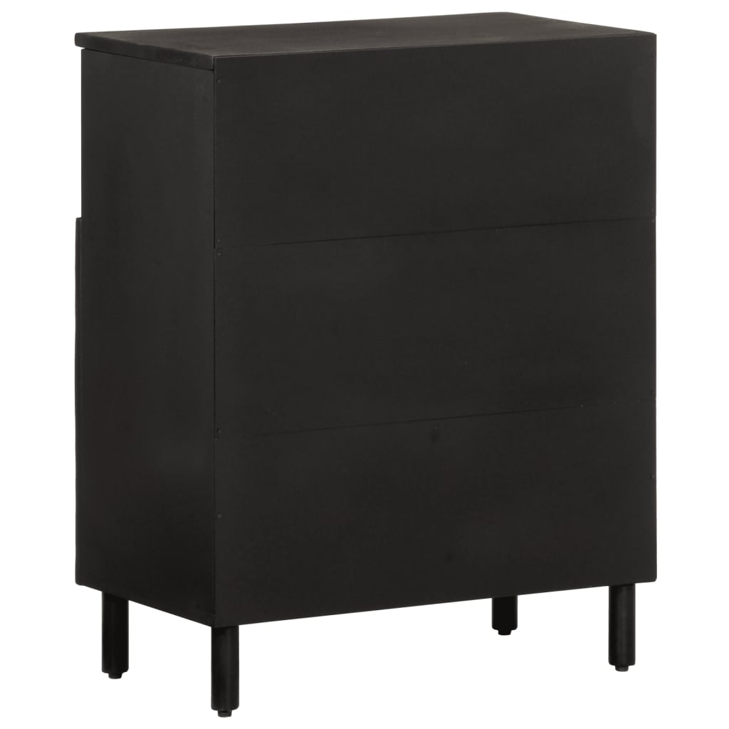 Credenza Nera 60x33x75 cm in Legno Massello di Mango