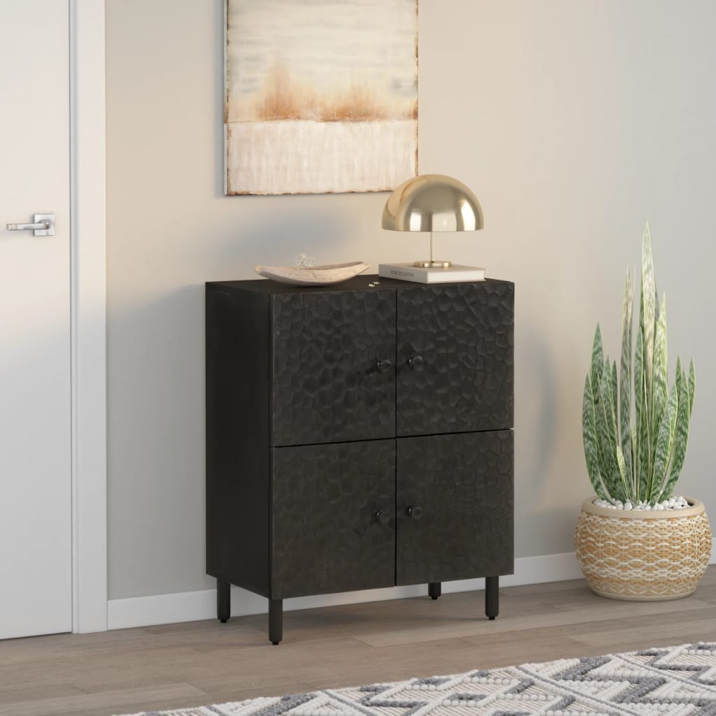 Black Sideboard 60x33x75 cm in Solid Mango Wood