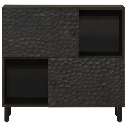 Credenza Nera 80x33x75 cm in Legno Massello di Mango