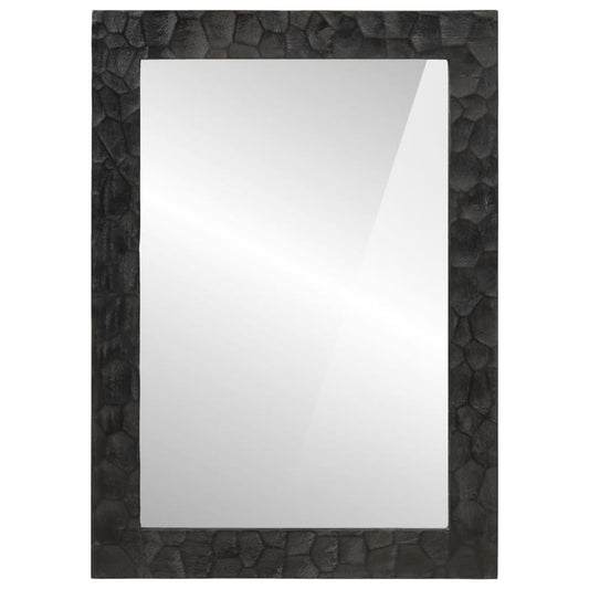 Specchio da Bagno Nero 50x70x2,5cm Legno Massello Mango e Vetro | homemem39