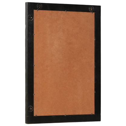 Specchio da Bagno Nero 50x70x2,5cm Legno Massello Mango e Vetro | homemem39