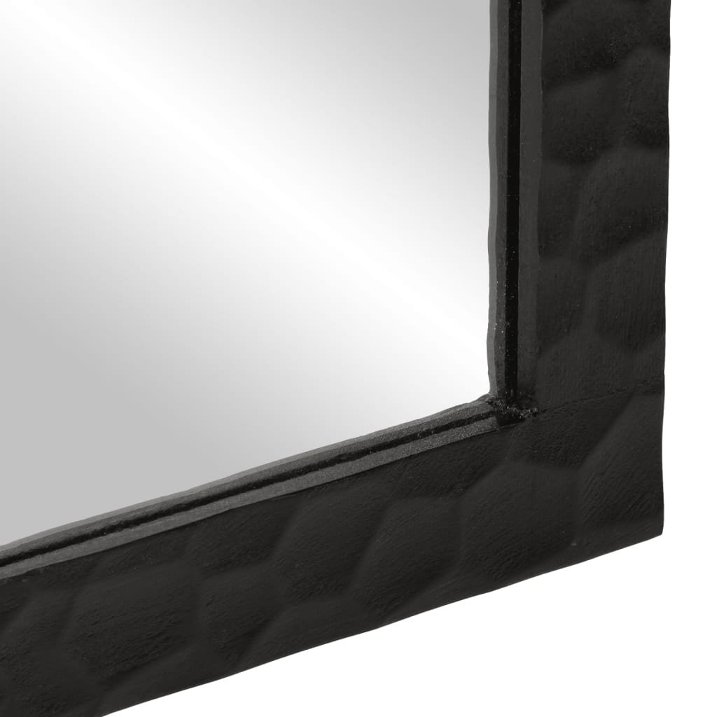 Specchio da Bagno Nero 50x70x2,5cm Legno Massello Mango e Vetro | homemem39