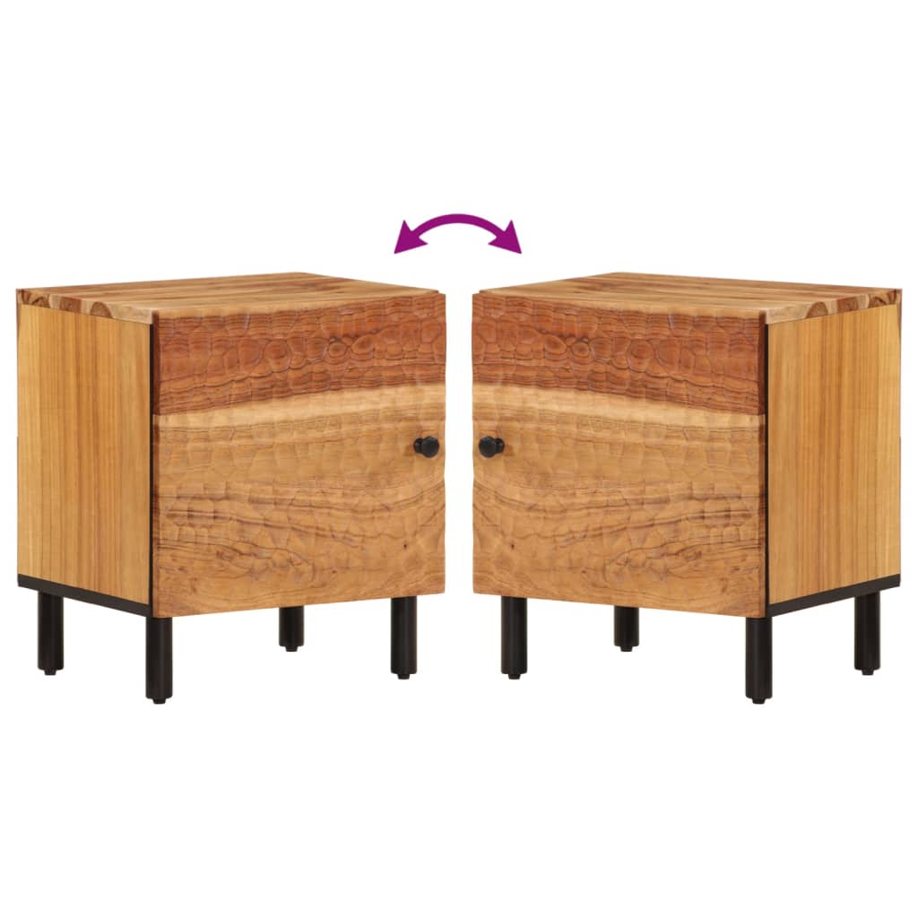 Comodini 2pz 40x33x46 cm in Legno Massello di Acacia - homemem39