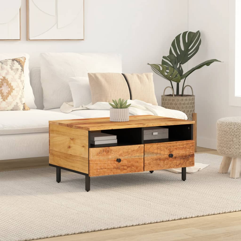 Tavolino da Salotto 80x54x40 cm in Legno Massello di Acacia | homemem39