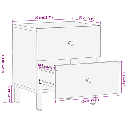 Comodino 40x33x46 cm in Legno Massello di Mango