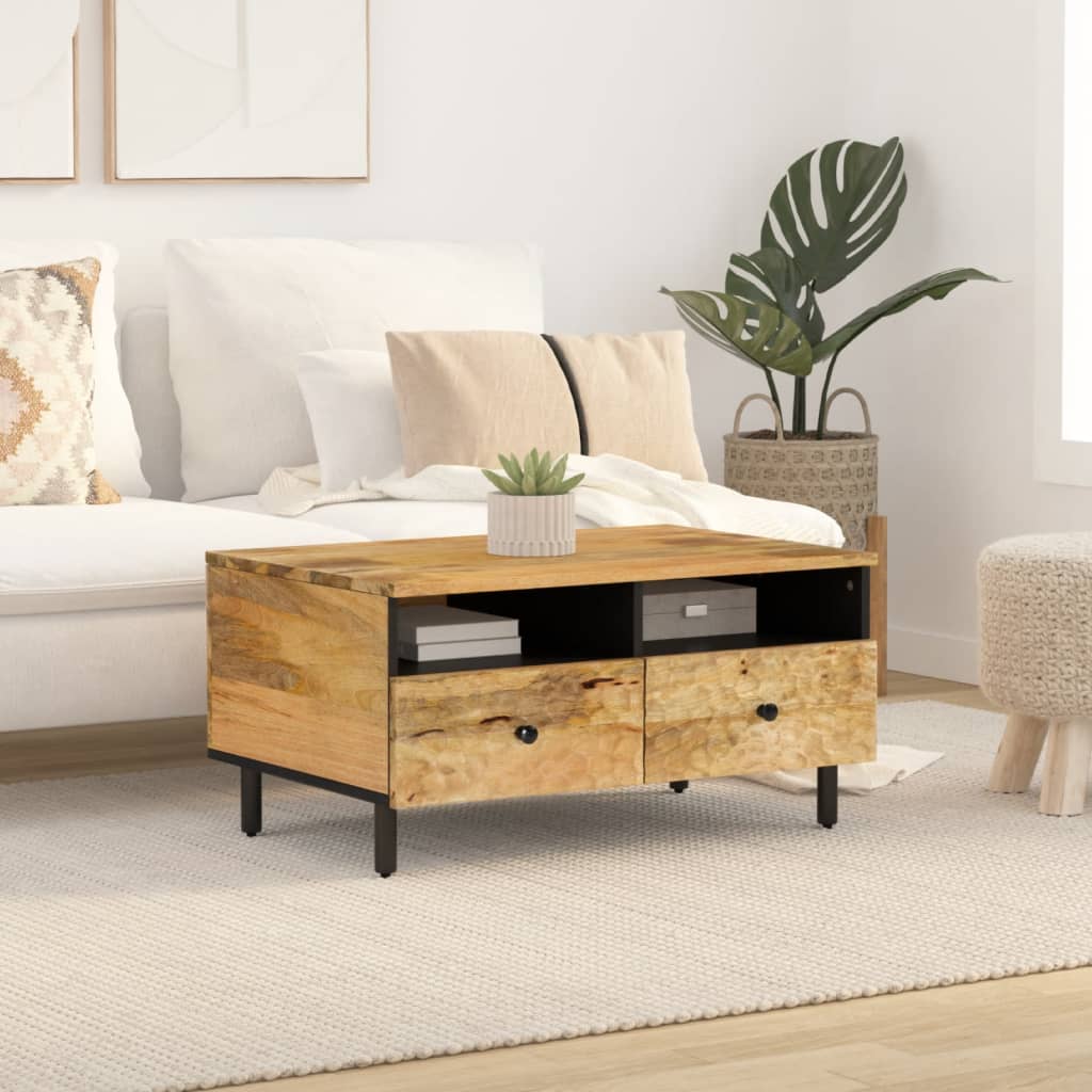 Tavolino da Salotto 80x54x40 cm in Legno Massello di Mango | homemem39