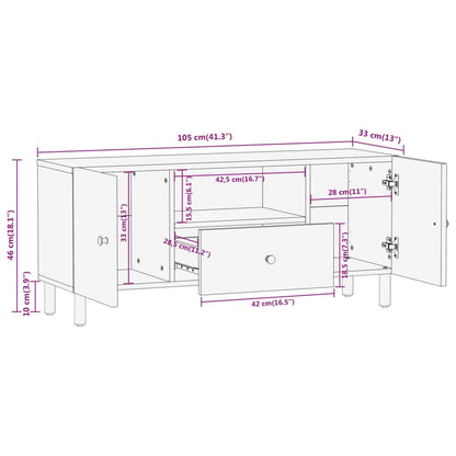 Mobile Porta TV 105x33x46cm in Legno Massello di Mango