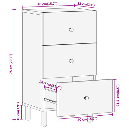 Credenza 40x33x75 cm in Legno Massello di Mango