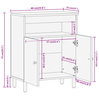 Credenza 60x33x75 cm in Legno Massello di Mango