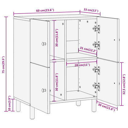 Credenza 60x33x75 cm in Legno Massello di Mango