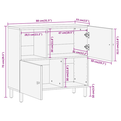 Credenza 80x33x75 cm in Legno Massello di Mango