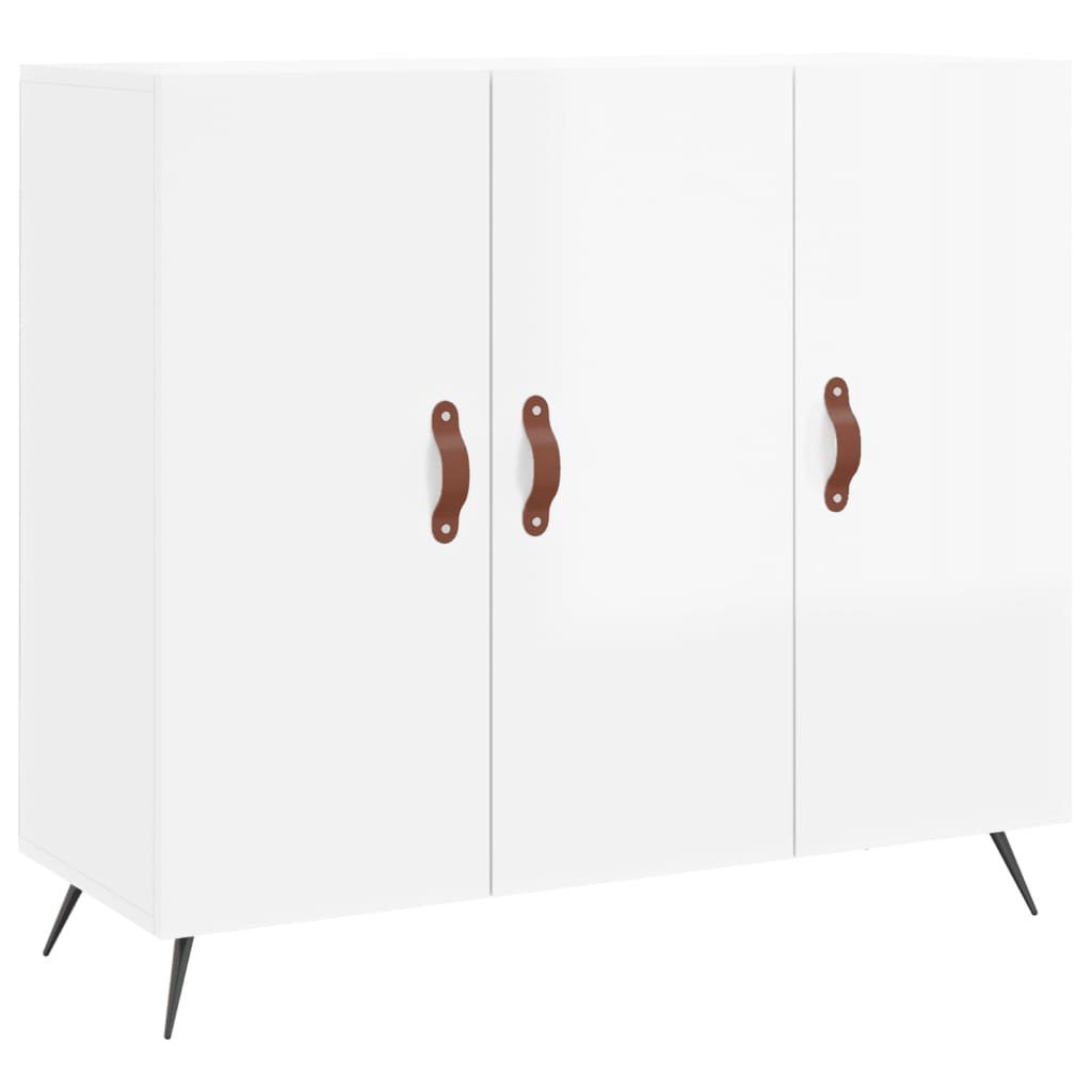 Credenza Bianco Lucido 90x34x80 cm in Legno Multistrato - homemem39
