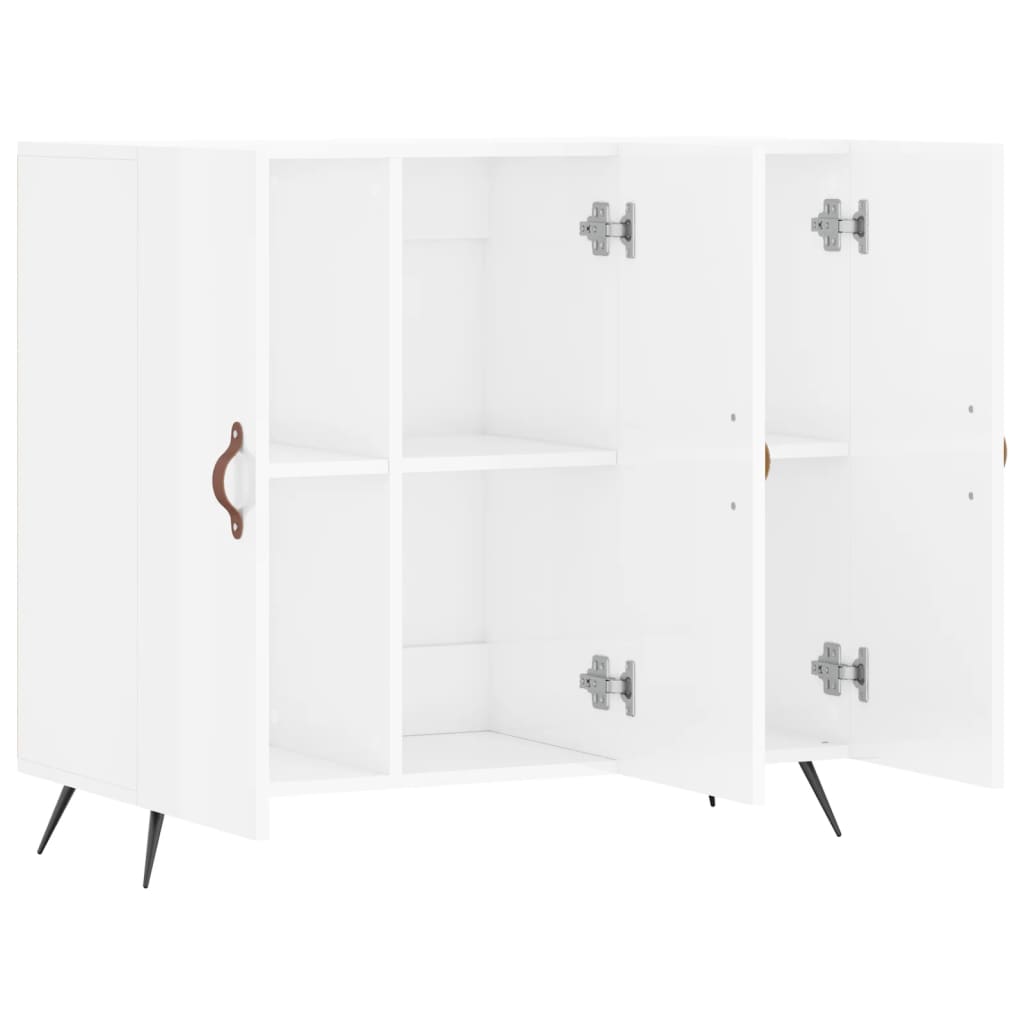 Credenza Bianco Lucido 90x34x80 cm in Legno Multistrato - homemem39